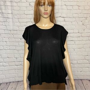 Zara Knit Black Ruffle Sleeveless Top Size L
